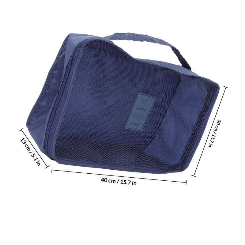 6pcs Travel Packing Bag Space Saver Bags Cubes System Durable Travel Luggage Packing Organizers Clothes Storage Bag with Laundry Bag (Dark Blue) - Image 2