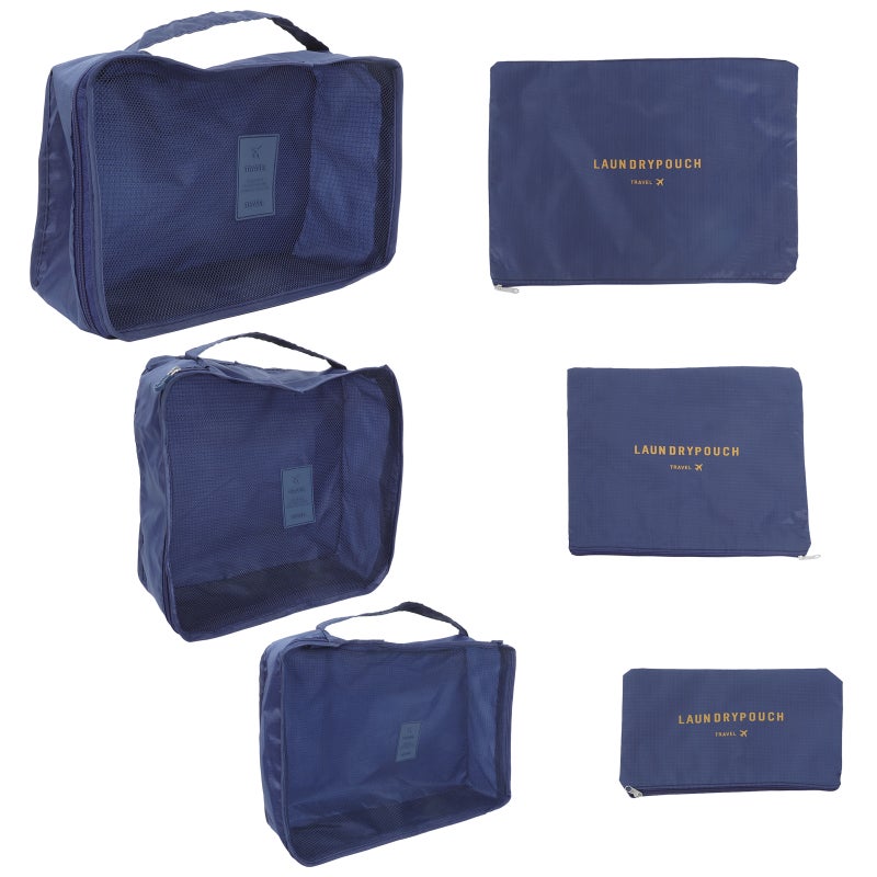 6pcs Travel Packing Bag Space Saver Bags Cubes System Durable Travel Luggage Packing Organizers Clothes Storage Bag with Laundry Bag (Dark Blue) - Image 5