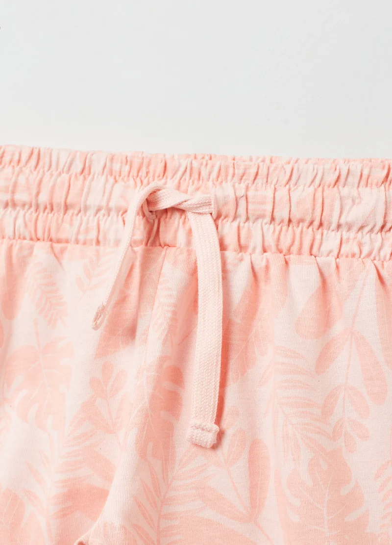 Ovs Shorts With All-Over Tropical Leaves Print