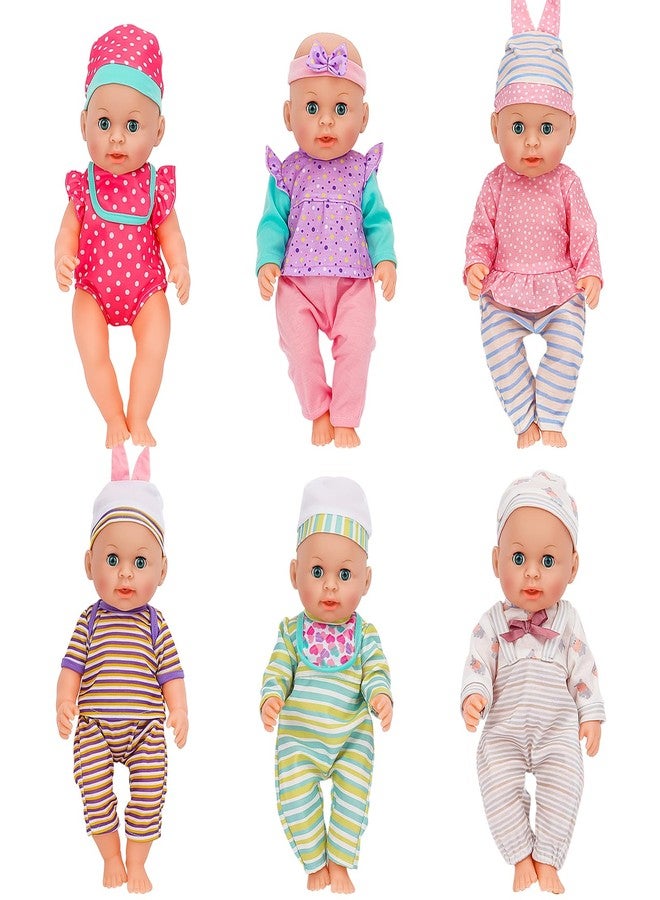 deAO Baby Doll Clothes for 12 13 14 Inch Dolls,6 Sets Doll Clothes and Accessories,Dress Up Fun,Doll Outfits Accessories Underwear for Doll Gift (Doll Not Included) - Image 1