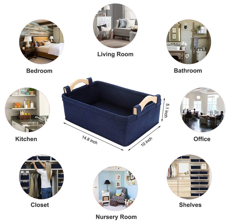 Kwlet Small Basket Gray Storage Baskets For Shelves Fabric Storage Bins For Living Room Kitchen Playroom Bathroom Toilet Dorm Narrow Storage Basket Organizer Decorative Basket - Image 5