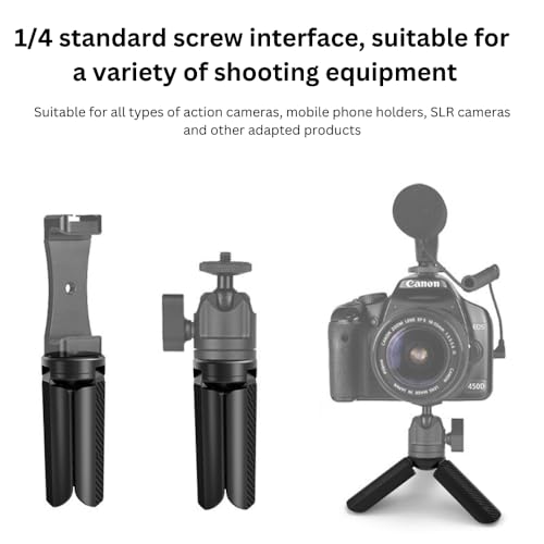 GetZget® Mini Tripod Desktop Stand Stabilizer Holder Compatible with DJI OSMO Pocket 3/ Pocket 2, DJI Action 6/5/ 4/3, Insta360 X2/ X3/ X4/ X5, Gopro Camera 1/4Th Screw Mount Accessories - Image 4