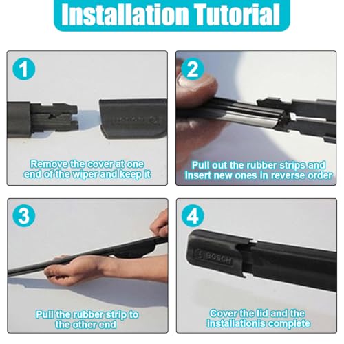 UHANBUT 4PCS Car Windshield Wiper Blades Refills, 22'' Rubber Adjustable Boneless Insert Auto Wiper Strip, DIY Vehicle Windscreen Frameless Strips Replacement Accessories for Truck, SUV (22 Inch) - Image 5