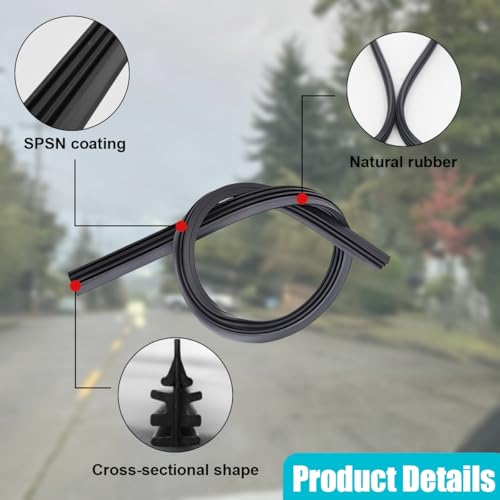 UHANBUT 4PCS Car Windshield Wiper Blades Refills, 22'' Rubber Adjustable Boneless Insert Auto Wiper Strip, DIY Vehicle Windscreen Frameless Strips Replacement Accessories for Truck, SUV (22 Inch) - Image 3
