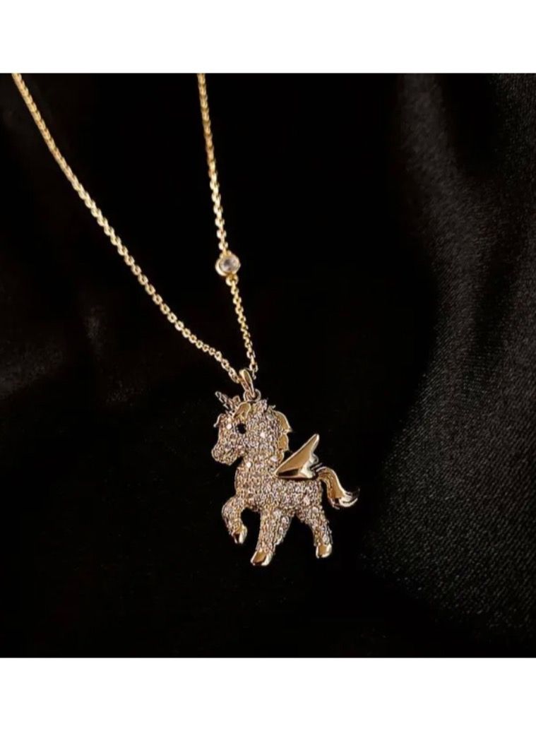 نون-شى سلسال نسائي عصري وأنيق مطلي باللون الذهبي - Image 2