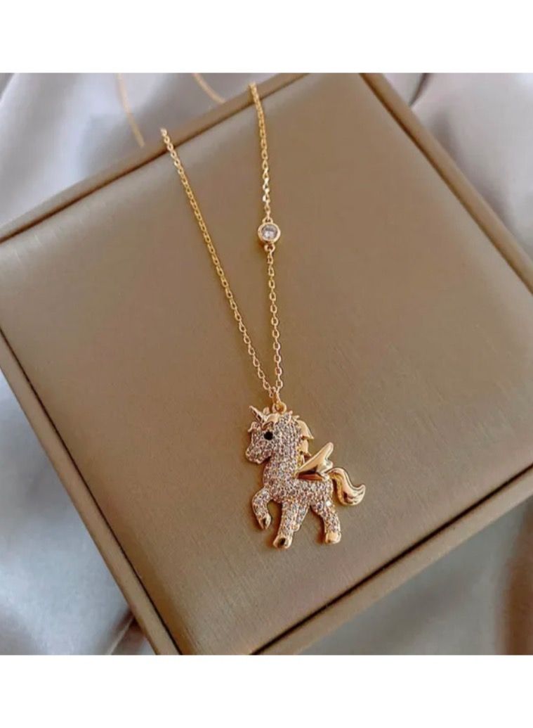 نون-شى سلسال نسائي عصري وأنيق مطلي باللون الذهبي - Image 1