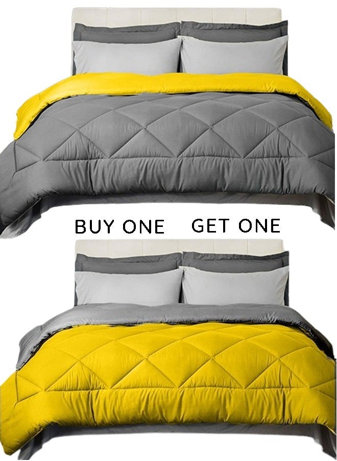 Tiba Buy one get one,Tiba double face winter quilt, 160*235 cm, Gray &Yellow  2pcs  - Image 1