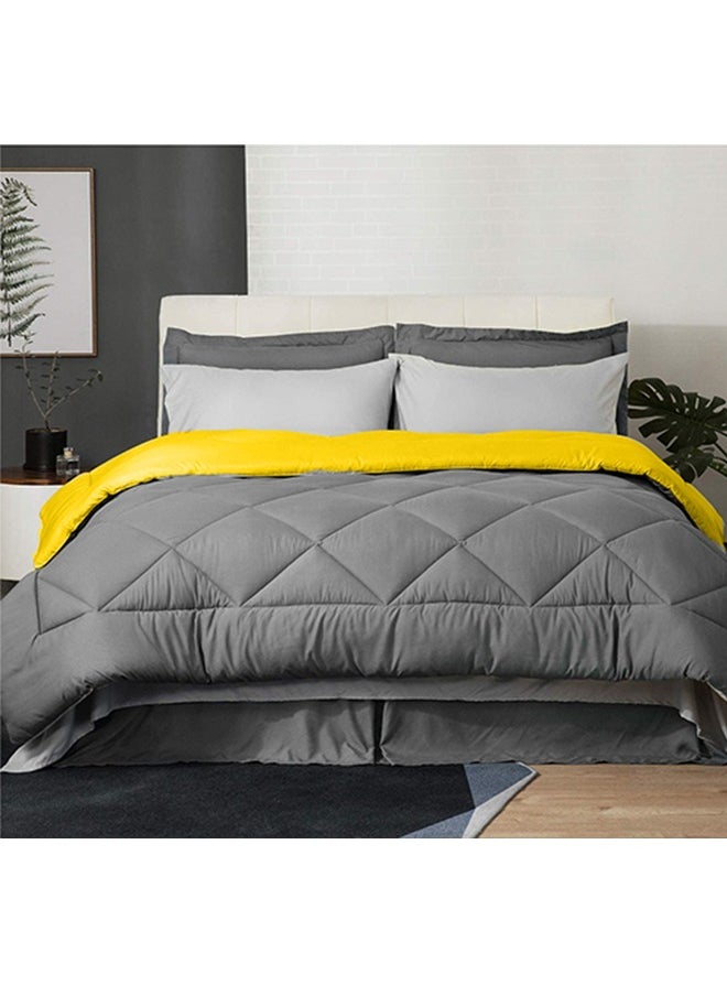 Tiba Buy one get one,Tiba double face winter quilt, 160*235 cm, Gray &Yellow  2pcs  - Image 3