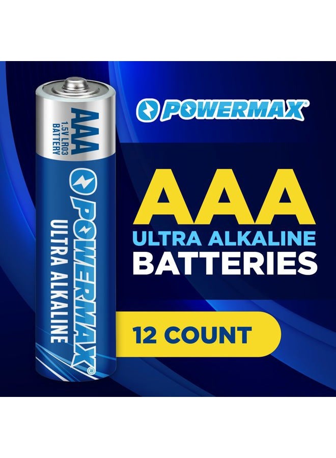 PowerMax 12-Count Triple AAA Batteries, Ultra Long Lasting Alkaline Battery Blister Pack, 10-Year Shelf Life - Image 2