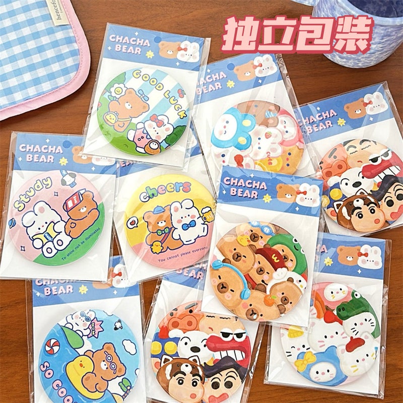 Rui Rabbit Portable Round Makeup Mirror – Cute Cartoon Design for Students - Image 2