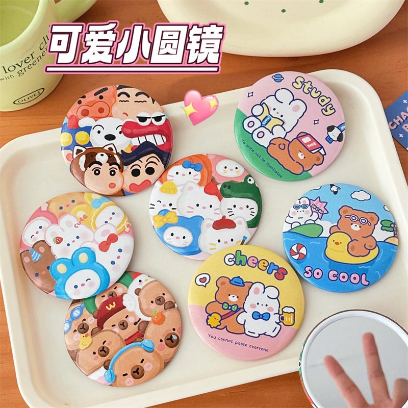 Rui Rabbit Portable Round Makeup Mirror – Cute Cartoon Design for Students - Image 3