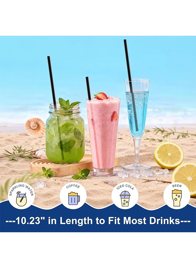 100 قطعة من القش الأسود، قش بلاستيكي قابل للتصرف للشرب من القهوة والعصائر والمشروبات الباردة، قش للتحريك القهوة، قش بلاستيكي غير مغلف للحفلات والمنزل والسفر، خالٍ من مادة BPA - Image 5