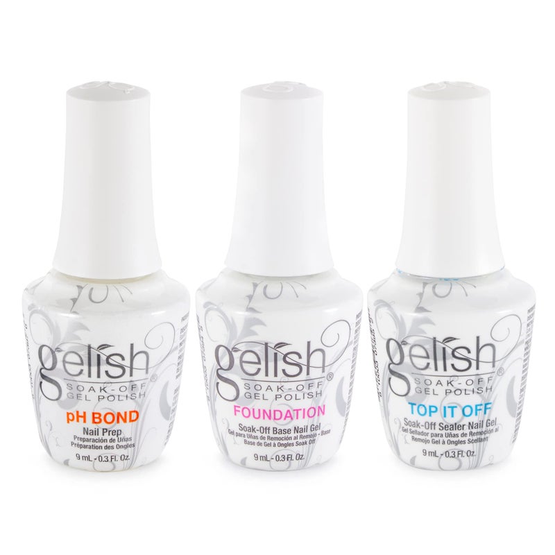 Gelish Mini Terrific Trio Collection 9 mL Soak Off Gel Nail Polish Kit with pH Bond, Foundation Base, and Top It Off - Image 1