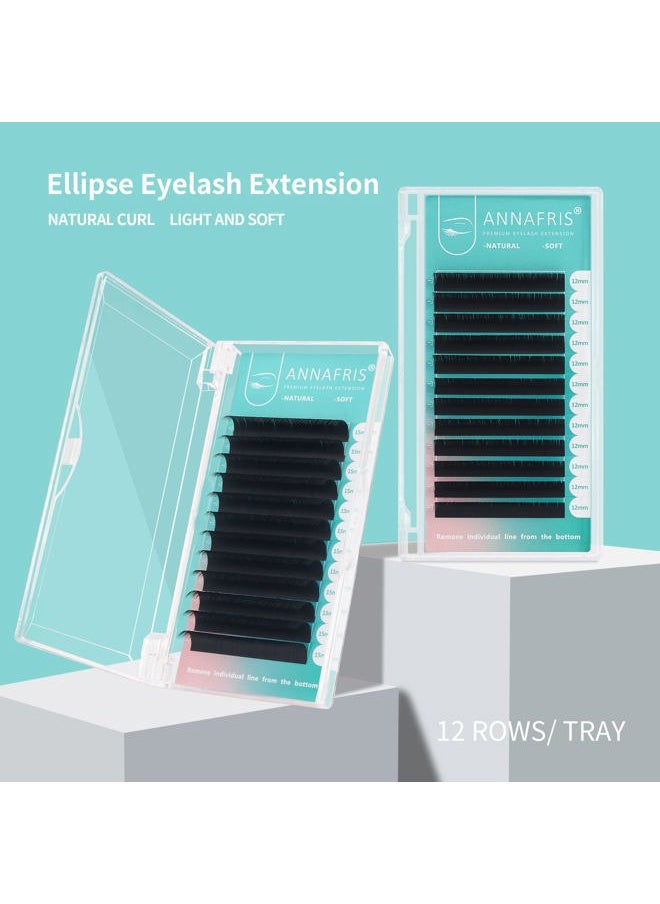 ANNAFRIS - Ellipse Flat Eyelashes Extension 0.20 C Curl 11mm Natural Soft Matte Black Faux Mink Individual False Lashes Split Tips Light Eye Lashes Extension Supplies (0.20 C, 11mm) - Image 1