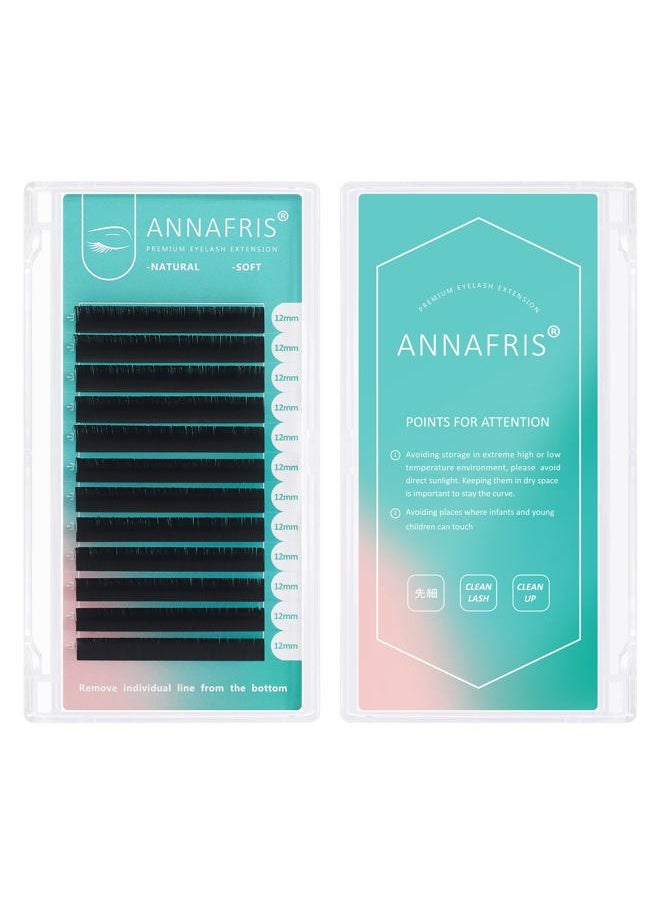 ANNAFRIS - Ellipse Flat Eyelashes Extension 0.20 C Curl 11mm Natural Soft Matte Black Faux Mink Individual False Lashes Split Tips Light Eye Lashes Extension Supplies (0.20 C, 11mm) - Image 1