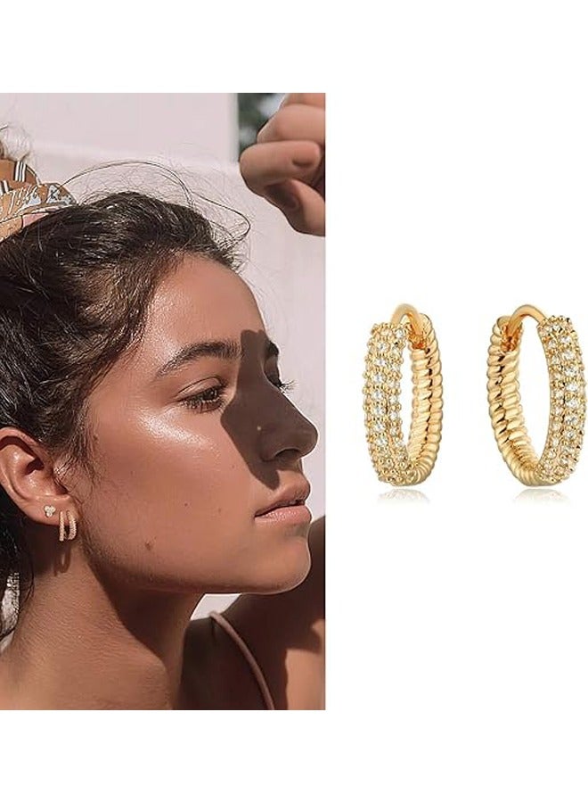 ميفيكو المرأة هاجي أقراط الذهب هوب 14K الذهب شغل صغيرة بسيطة اليدوية هيبوالرجينيك مجوهرات يومية - Image 3