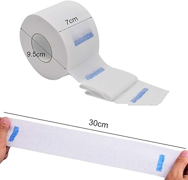 VASANA 2 Rolls Disposable Barber Neck Strip Stretchy Paper Neck Band Neckband Hair Cutting Barber Salon Ruffle Tissue Strip Collar Wrap Hairdressing Accessory for Salon Hair Cutting Styling - Image 3