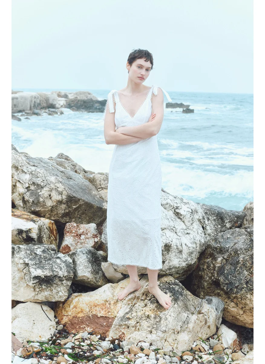 H&M Broderie Anglaise Tie-Strap Dress