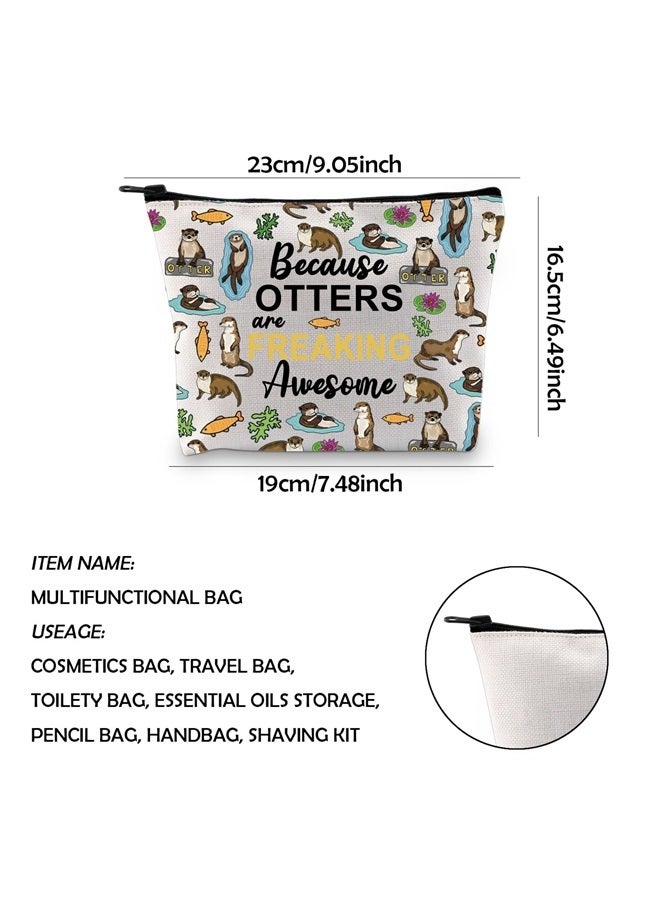 WCGXKO Sea Otter Gifts Otter Lover Gift Because Otters Are Freaking Awesome Zipper Pouch Makeup Bag (OTTERS) - Image 2