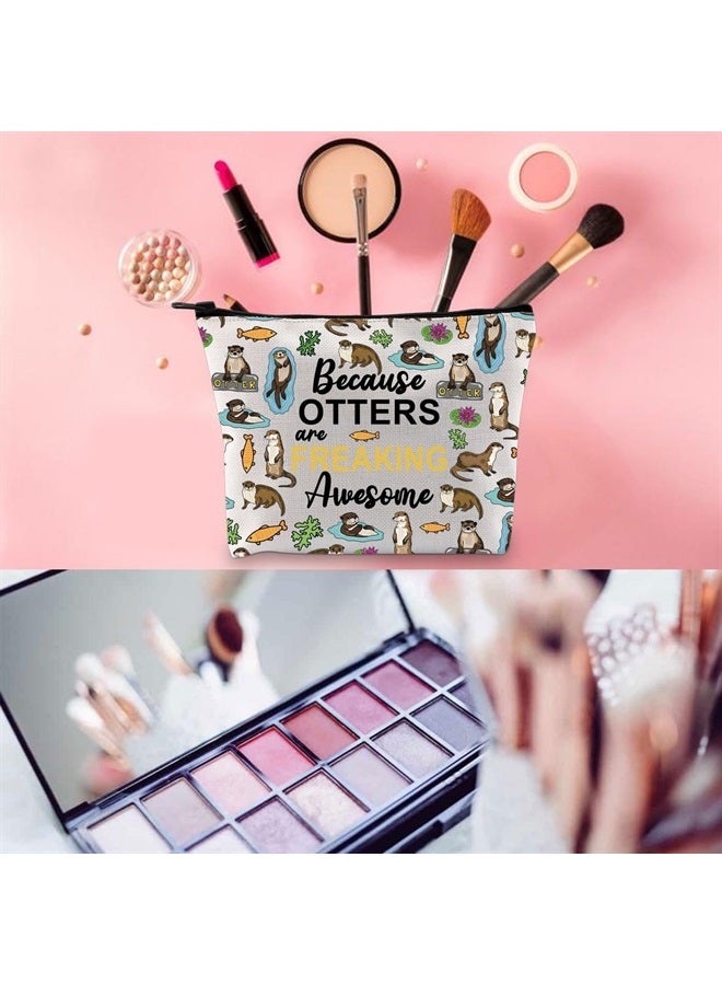 WCGXKO Sea Otter Gifts Otter Lover Gift Because Otters Are Freaking Awesome Zipper Pouch Makeup Bag (OTTERS) - Image 3