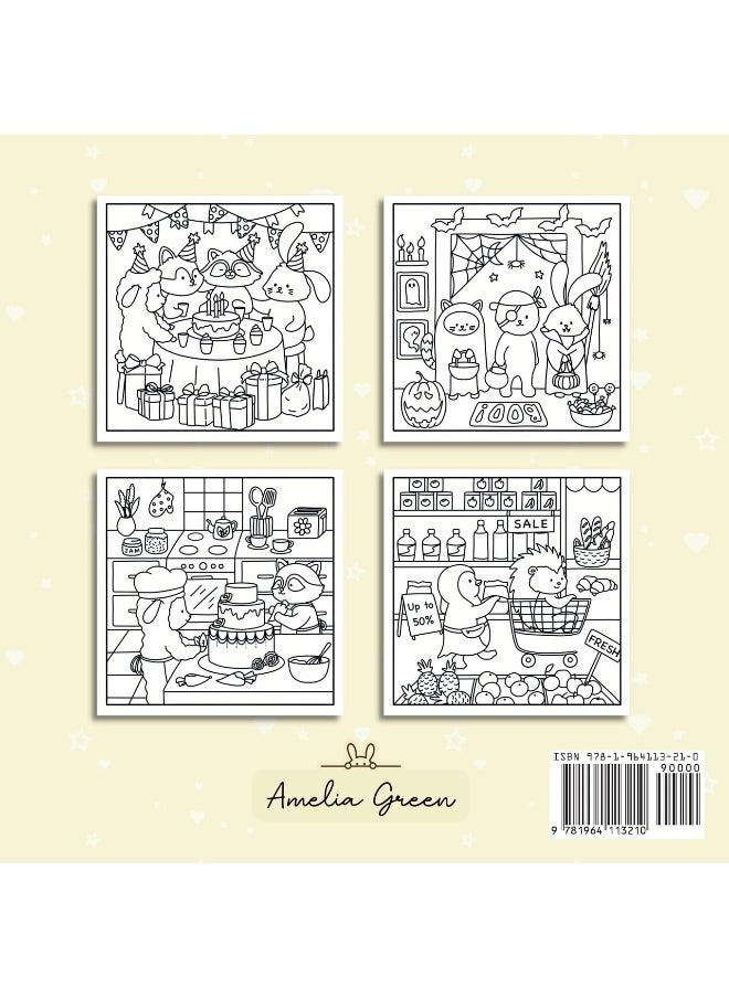 null - Cozy Cuties: Coloring Book for Adults and Teens Featuring Adorable Animal Characters, Relaxing Hygge Moments and Comfy Scenes - Image 1
