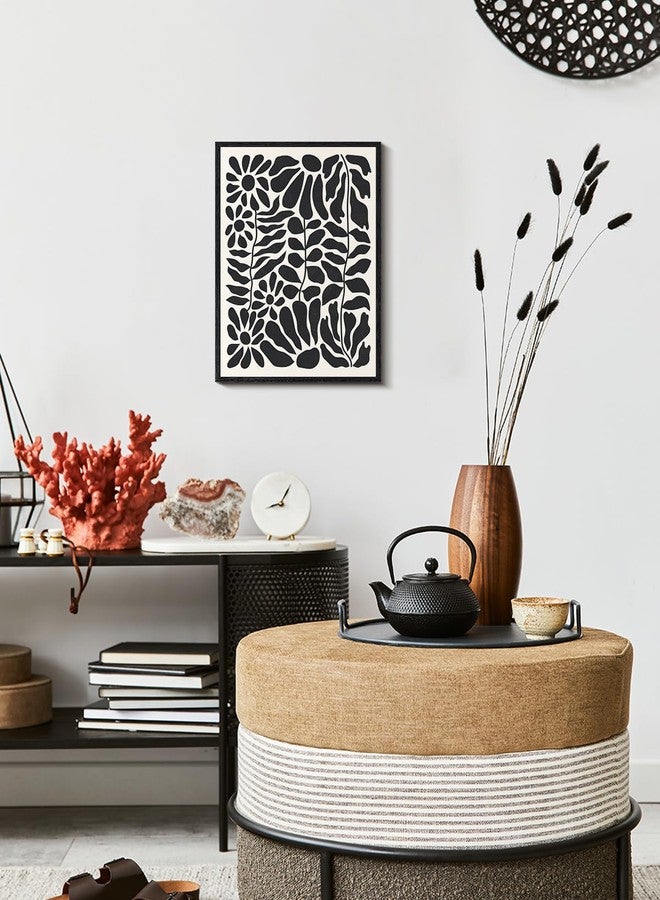 ARPEOTCY فن الجدران على قماش بإطار أسود من ARPEOTCY، فن جدران زهور تجريدي بالأبيض والأسود، صور نباتية عتيقة لتزيين المنزل، لوحات قماشية من منتصف القرن لفن غرفة النوم وغرفة المعيشة 12x16 بوصة - Image 3
