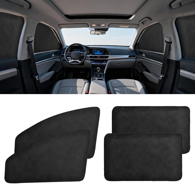XCBYT Suede Car Window Shades for Side Windows, 4-Pack Ultra-Soft Magnetic Car Curtains, 100% Light Blocking Window Covers for Privacy, Baby Care, Camping & Road Trips - Image 1