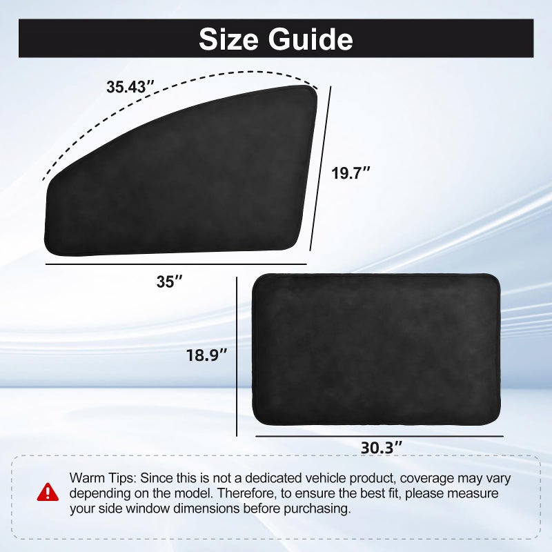 XCBYT Suede Car Window Shades for Side Windows, 4-Pack Ultra-Soft Magnetic Car Curtains, 100% Light Blocking Window Covers for Privacy, Baby Care, Camping & Road Trips - Image 5