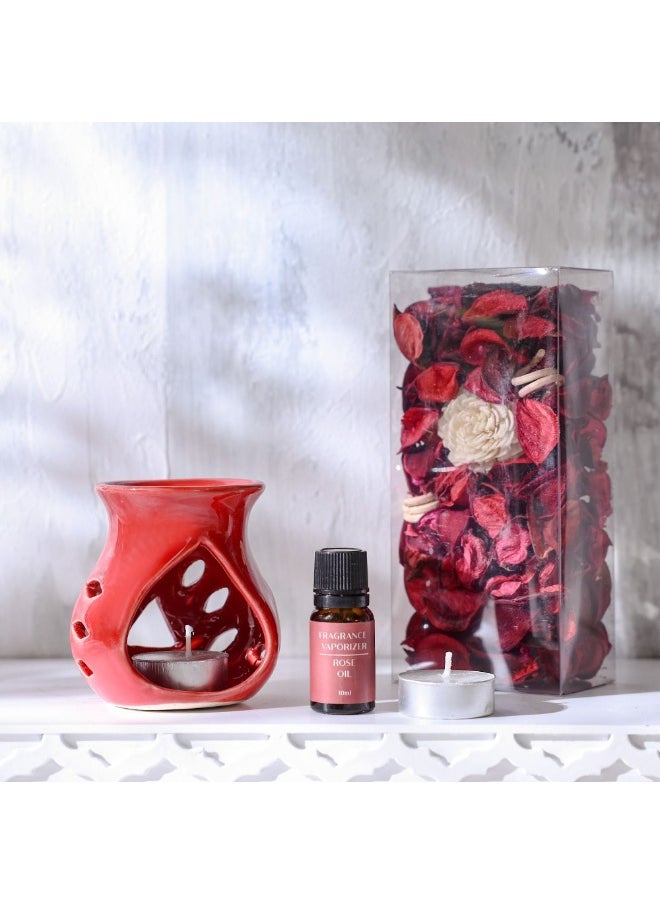 DANUBE HOME Danube Home Amara Potpourri Set With Ceramic Burner + Rose Oil (15Ml) + Tea Light (X2) Premium Home Fragrance Long-Lasting Scent For Rooms Decorative Home Accessories  - Image 2