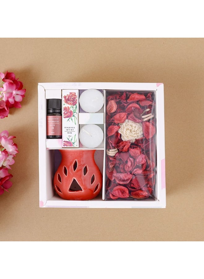 DANUBE HOME Danube Home Amara Potpourri Set With Ceramic Burner + Rose Oil (15Ml) + Tea Light (X2) Premium Home Fragrance Long-Lasting Scent For Rooms Decorative Home Accessories  - Image 1