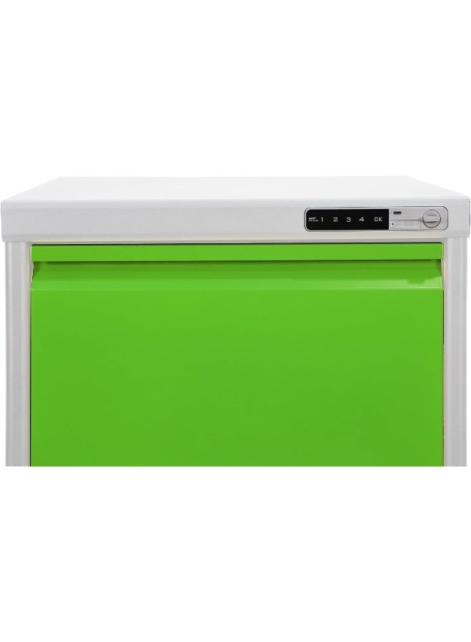 RIGID Curved Steel Vertical File Cabinet | Filing Drawers with 4 drawers & Electnic Digital Lock | Metal Storage Organizer for Home and Office (Grey & Green,63D x 46.5W x 133H CM) Fully Assembled - Image 3