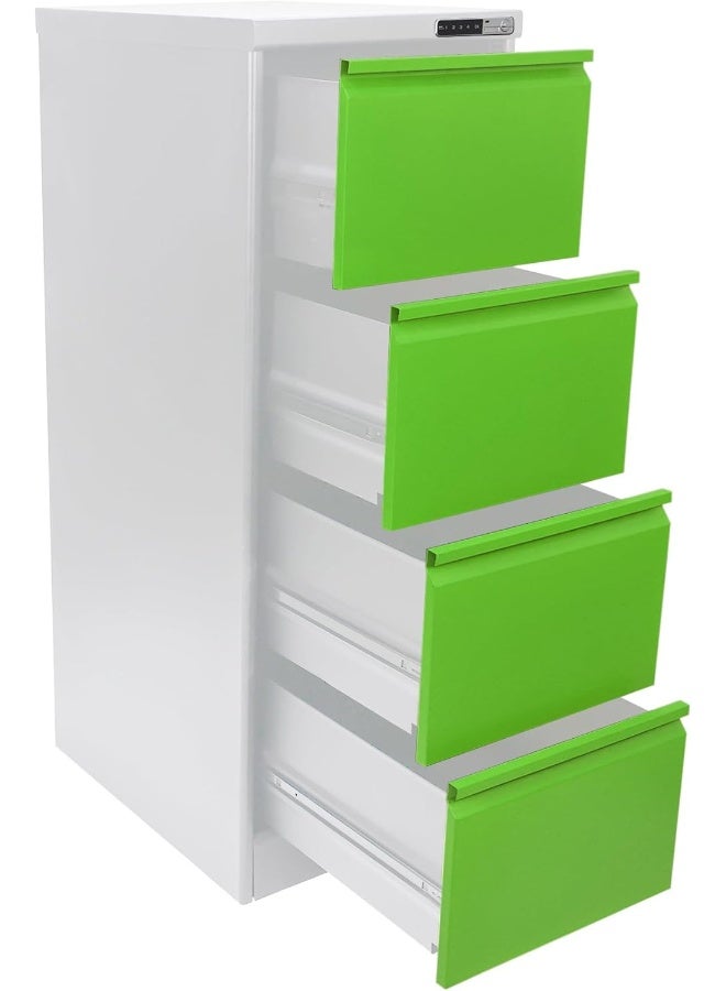 RIGID Curved Steel Vertical File Cabinet | Filing Drawers with 4 drawers & Electnic Digital Lock | Metal Storage Organizer for Home and Office (Grey & Green,63D x 46.5W x 133H CM) Fully Assembled - Image 4