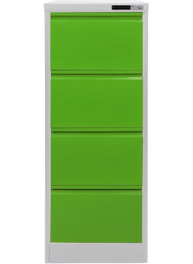 RIGID Curved Steel Vertical File Cabinet | Filing Drawers with 4 drawers & Electnic Digital Lock | Metal Storage Organizer for Home and Office (Grey & Green,63D x 46.5W x 133H CM) Fully Assembled - Image 2