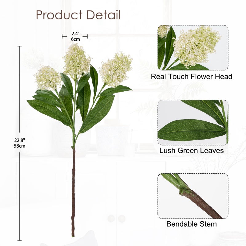 Briful 3PCS Artificial Flowers Faux Skimmia Spray with Leaves 22.8 Inch Long Stem Fake Flowers for Home Vase Table Centerpiece Floral Arrangement Wedding Bouquet (Red) - Image 2