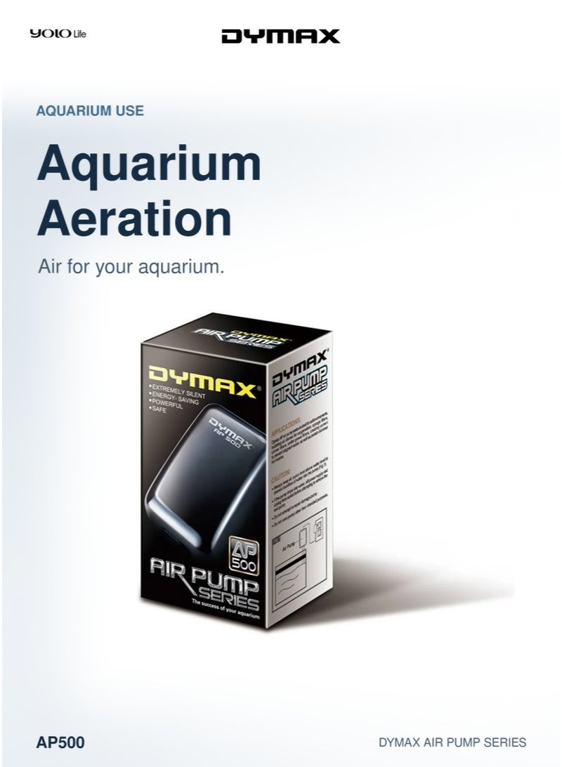 Dymax AP 500 Air Pump 2 Outlets, Quiet Aeration Aquarium Air Pump, Reliable Fish Tank Aerator, for Fresh Water, Saltwater, Home Aquariums - Image 3