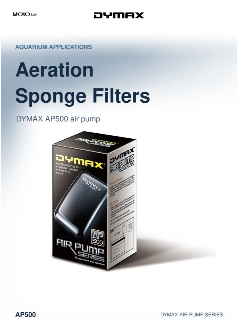 Dymax AP 500 Air Pump 2 Outlets, Quiet Aeration Aquarium Air Pump, Reliable Fish Tank Aerator, for Fresh Water, Saltwater, Home Aquariums - Image 4