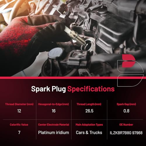 BDFHYK Iridium Spark Plugs 97968 Compatible with 2007 2008 2009 2010 2011 2012 2013 2014 2015 Mini Cooper Countryman Cooper Paceman 1.6L L4 Replacement for ILZKBR7B8G 5843 596092 596093 90223 Set of 4 - Image 3