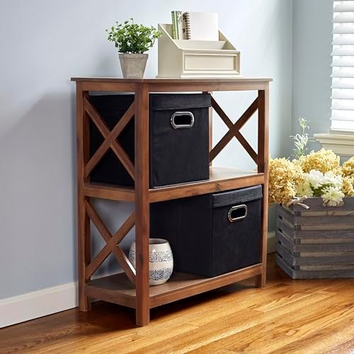 Household Essentials 34-1 Decorative Storage Cube Set with Removable Lids | Black | 2-Pack - Image 2
