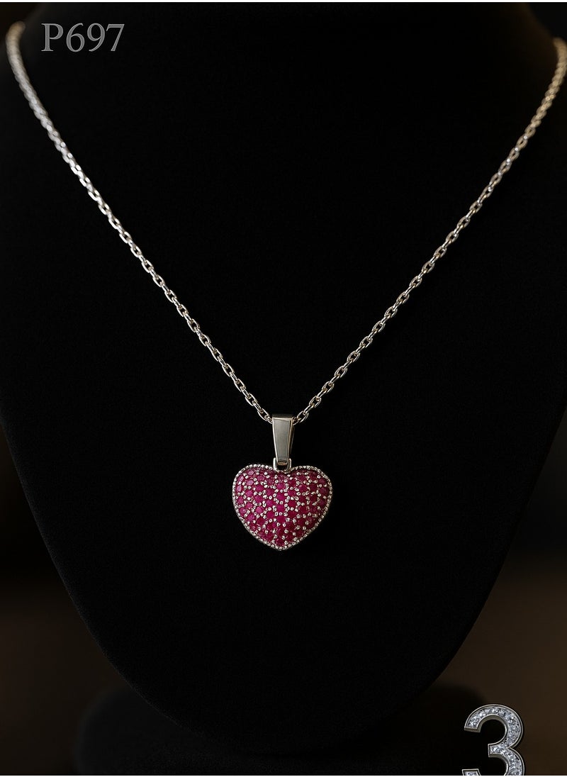 3Diamonds Platinum Plated Pink Heart Pendant Necklace – Elegant Jewelry for Women  - Image 3