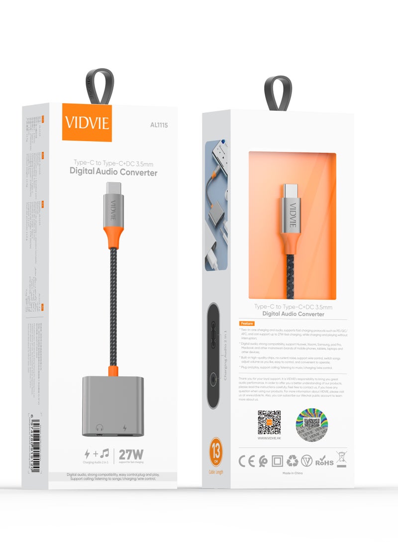 Vidvie Type-C to Type-C+DC 3.5mm Digital Audio Converter - Image 2