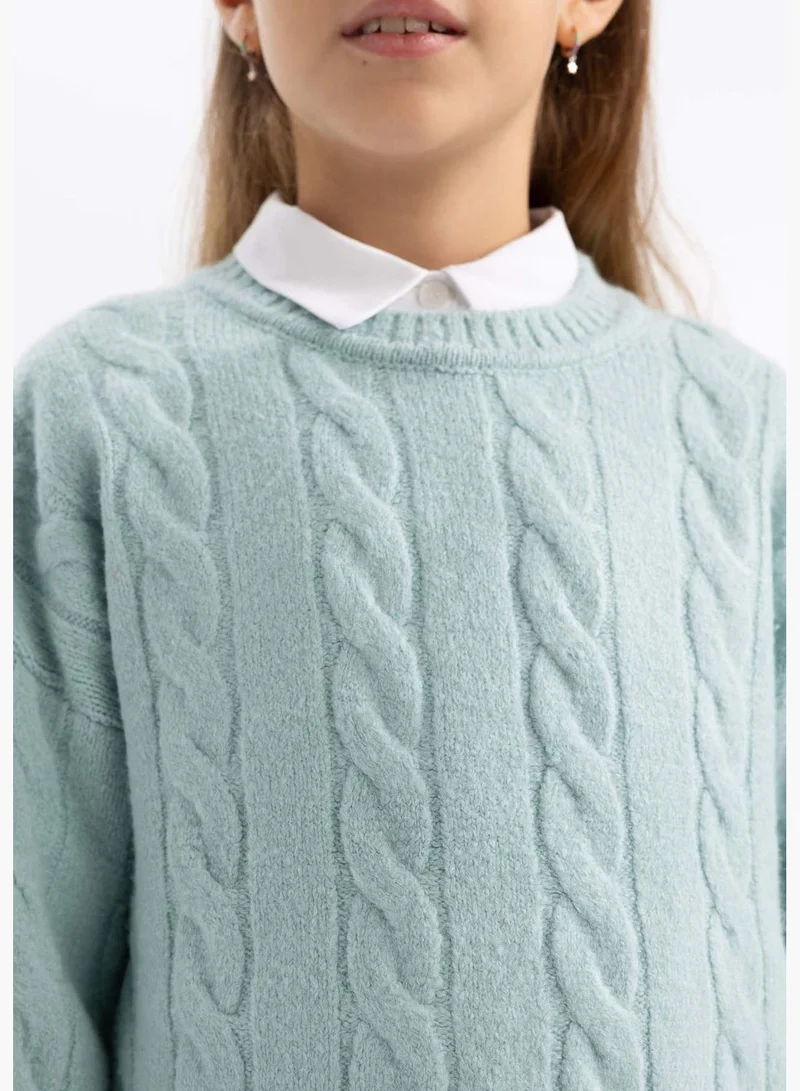 DeFacto Girl Crew Neck Long Sleeve Tricot Pullover