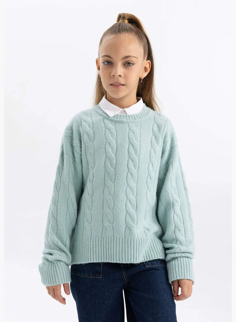 DeFacto Girl Crew Neck Long Sleeve Tricot Pullover