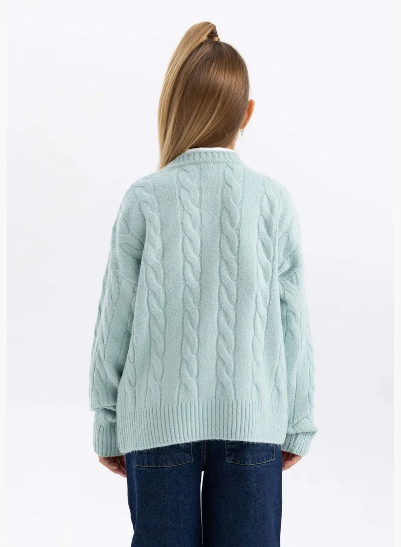 DeFacto Girl Crew Neck Long Sleeve Tricot Pullover