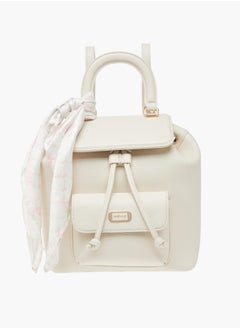 MISSY Womens Missy Textured Backpack With Adjustable Straps And Scarf Accent  - Image 1