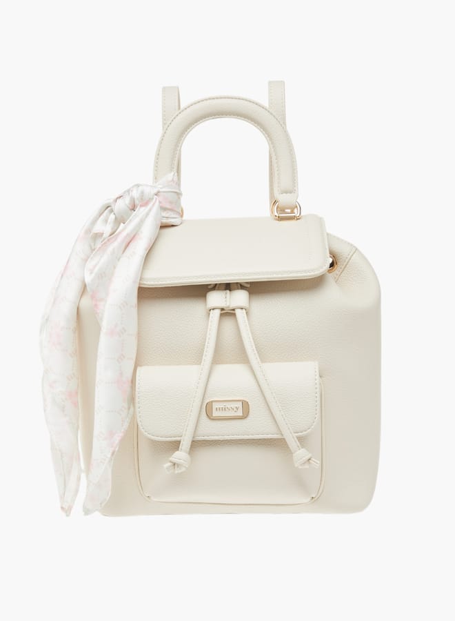 MISSY Womens Missy Textured Backpack With Adjustable Straps And Scarf Accent  - Image 1