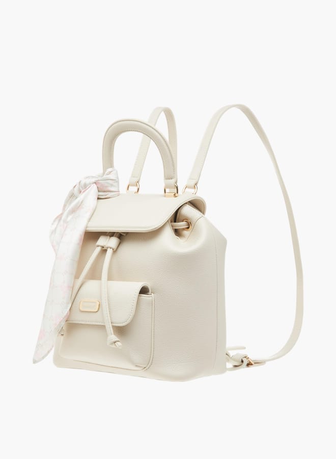 MISSY Womens Missy Textured Backpack With Adjustable Straps And Scarf Accent  - Image 2