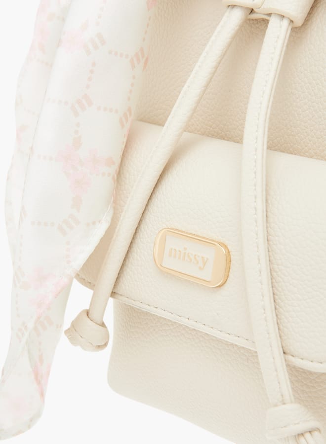 MISSY Womens Missy Textured Backpack With Adjustable Straps And Scarf Accent  - Image 4