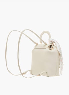 MISSY Womens Missy Textured Backpack With Adjustable Straps And Scarf Accent  - Image 3