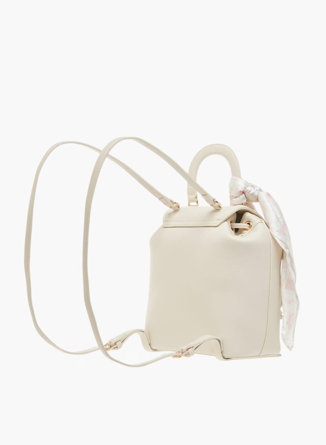MISSY Womens Missy Textured Backpack With Adjustable Straps And Scarf Accent  - Image 3