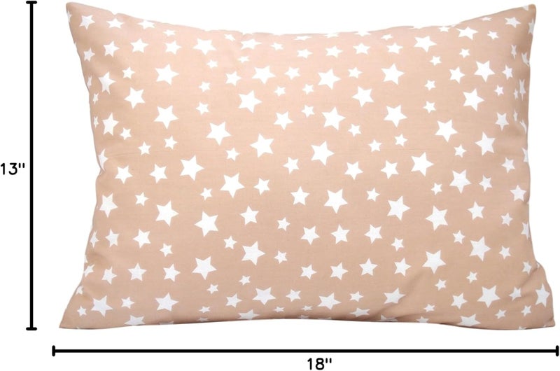 Comfy Turtles Toddler Pillow Cases 13 x 18 - Star Pillow Case Cover Travel Size, Cotton Toddler Pillowcase Star, Baby Cover Pillow Case, Star Pillowcase (Beige) - Image 3